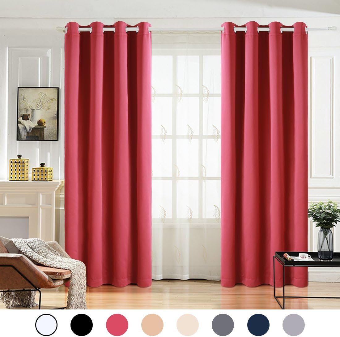 MAEVIS 99% Blackout Curtains 2 Panels for Bedroom Grommet Top,Light Blocking Draperies Room Darkening Thermal Insulated Window Curtain for Living Room（W52xL63 inch,Wine red）