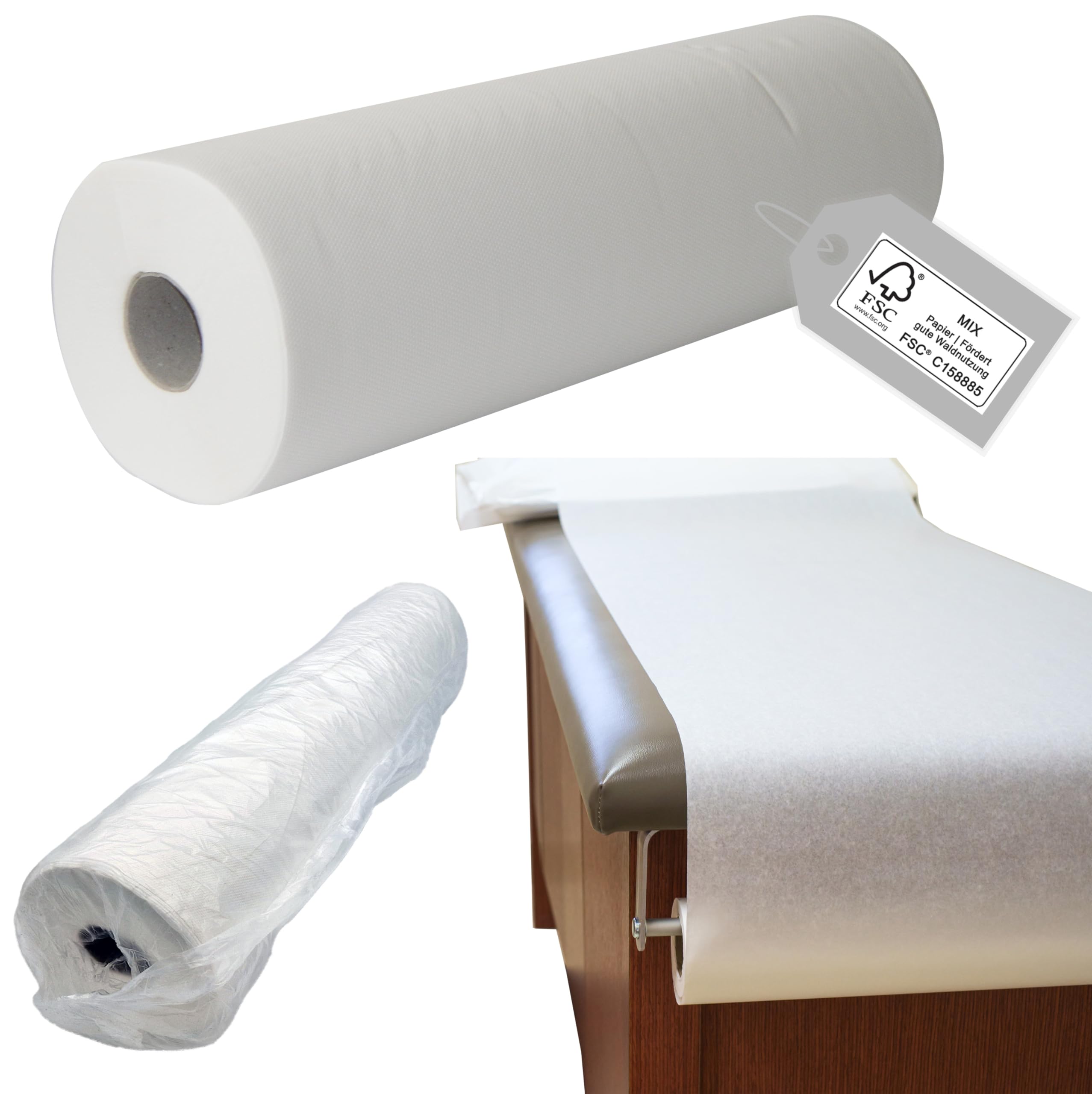TIGA-MED 9x Rouleaux de Protection de Table 50 m – Papier 2-couches 59 cm – Rollo pour Table de Massage, Esthétique, Médical, Hygiène
