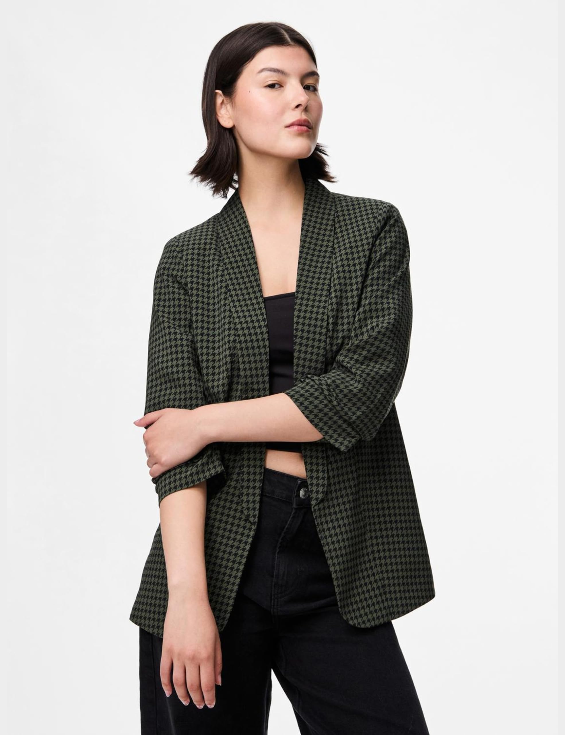 PIECES Blazer damski PCBOSELLA 3/4-ARM Print, Duffel Bag, S