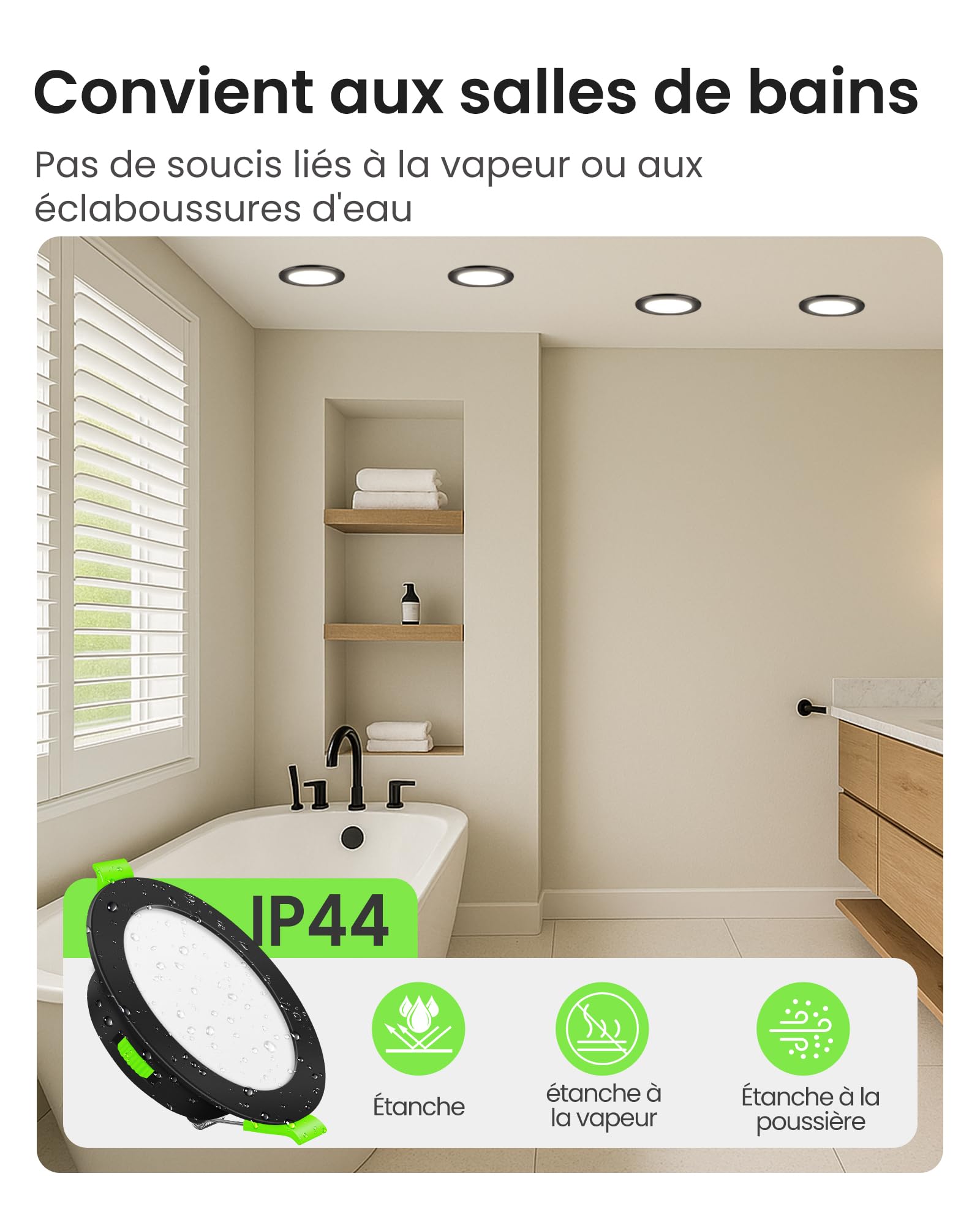 ALUSSO LED Spot Encastrable Extra Plat 7W 510 Lumen Noir Dimmable 3000K-6500K 230V Lot de 12