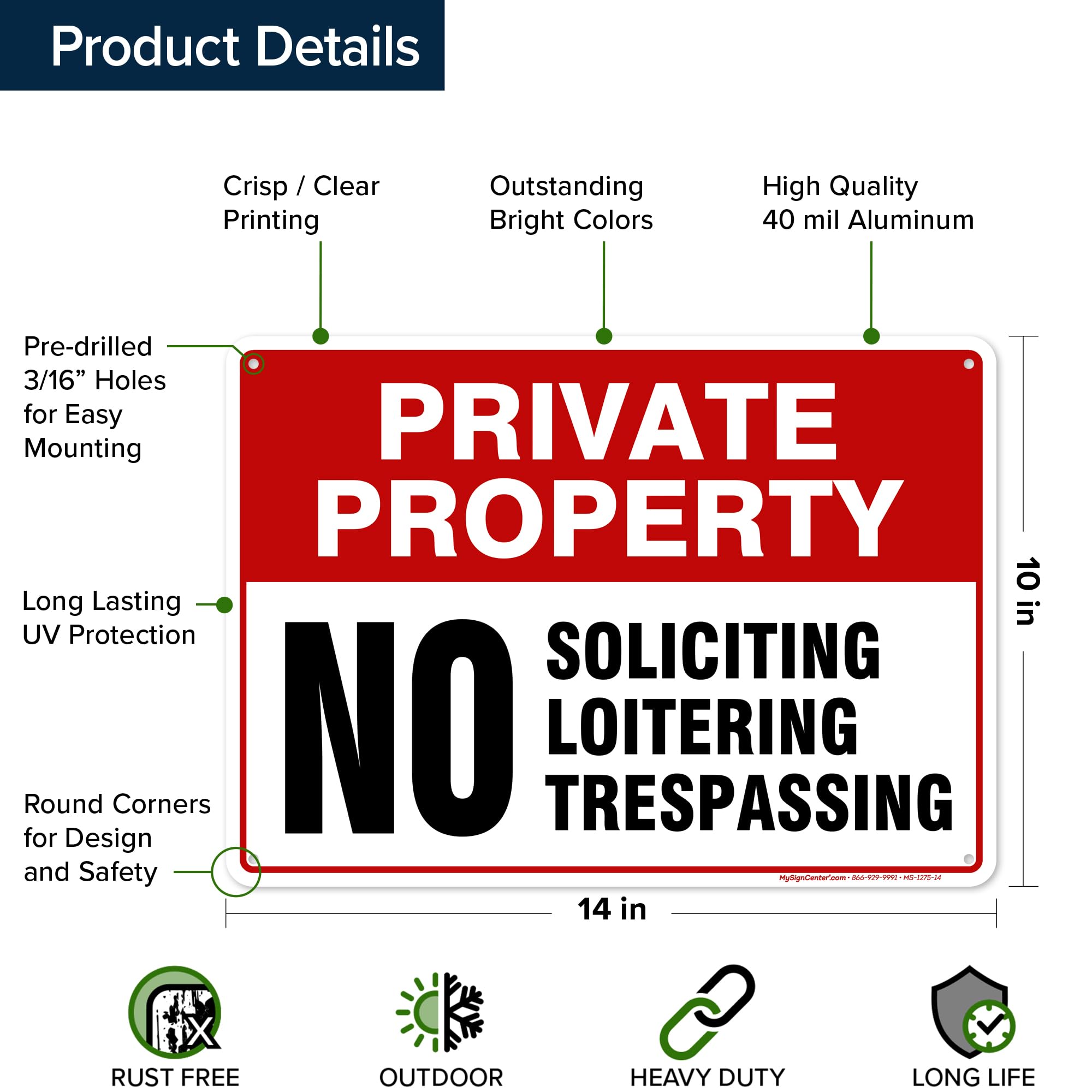 Private Drive Residents Only No Trespassing No Soliciting Pancarte 35,6 X 25,4 Cm Panneau Private Property En Aluminium Antirouille Imperméable Pour L'extérieur