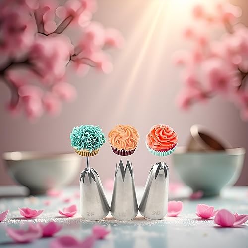 Miniatura 3 de 3 Uds. 2F Silver Bakery Russian Stainless Steel Pastelería Puntas de pastelería Cupcake Flores de cerezo Glaseado Boquillas para tuberías de helado