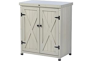 Outdoor Cabinet with Metal Tabletop for Patio and Garden
