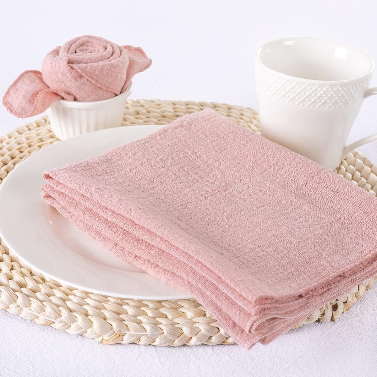 12 Pack Kaasdoek Servetten 20 × 20 Inches Stoffige Rose Gaas