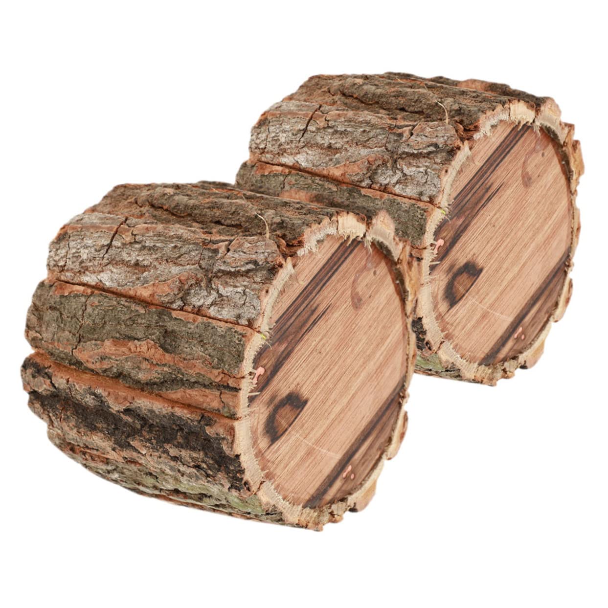 Yardenfun Farmhouse Flower Pot 2pcs Bark Flower Bucket Wooden Country Style Wooden Bucket Planter