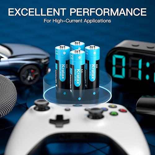 Miniatura 8 de Kratax Baterías de litio AA recargables de 1.5 V, paquete de 4 baterías AA de iones de litio de 3500 mWh, de alta capacidad, 1600 ciclos,