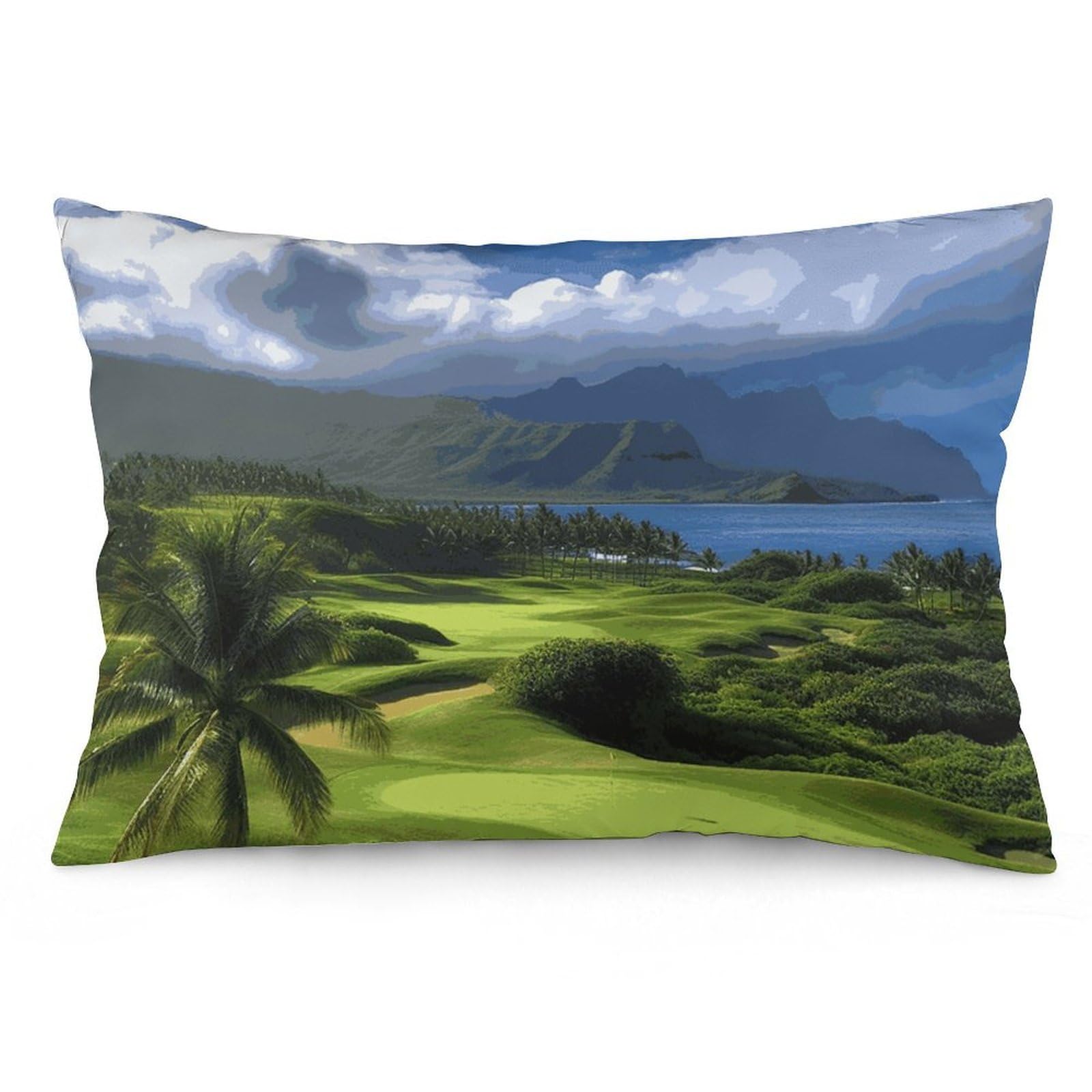 2 Pack Pillow Cases for Hair and Skin, Soft Breathable Pillow Case Covers with Hidden Zipper, Scenic Hawaii Golf Tropical Pillowcase 20"x30" Pillow Covers for Sleeping Gift