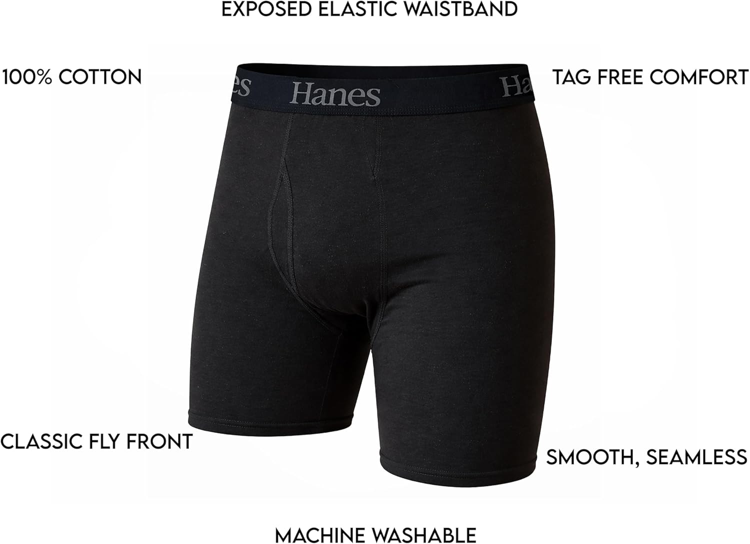 Hanes mens Underwear Boxer Briefs Pack, Cool & Breathable Cotton Moisture-wicking Underwear for Men, No Ride Up