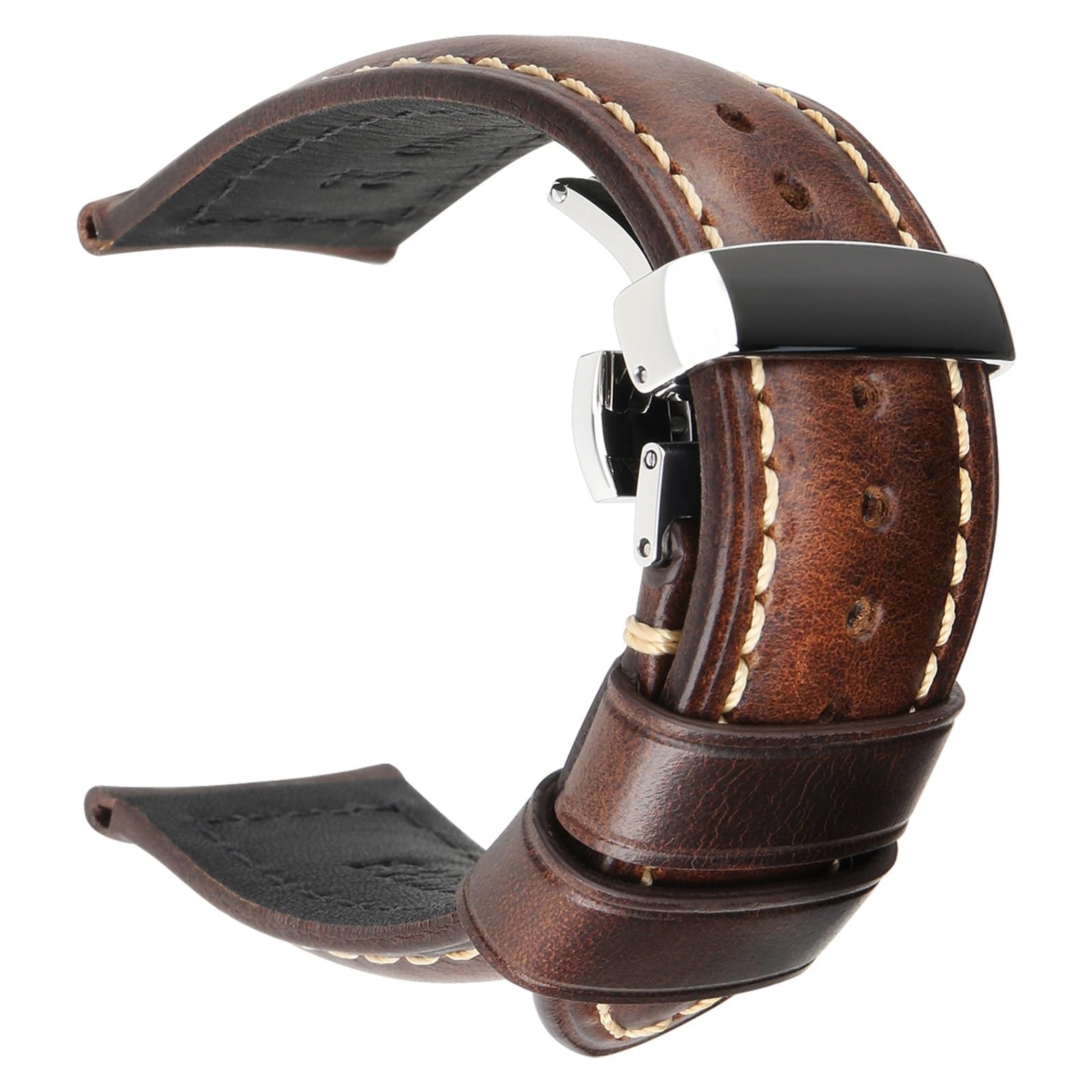 INEOUT Bracelet De Montre En Cuir Veau Unisexe À La Mode 18mm 19mm 20mm 22mm 24mm 26mm Ciré L'huile