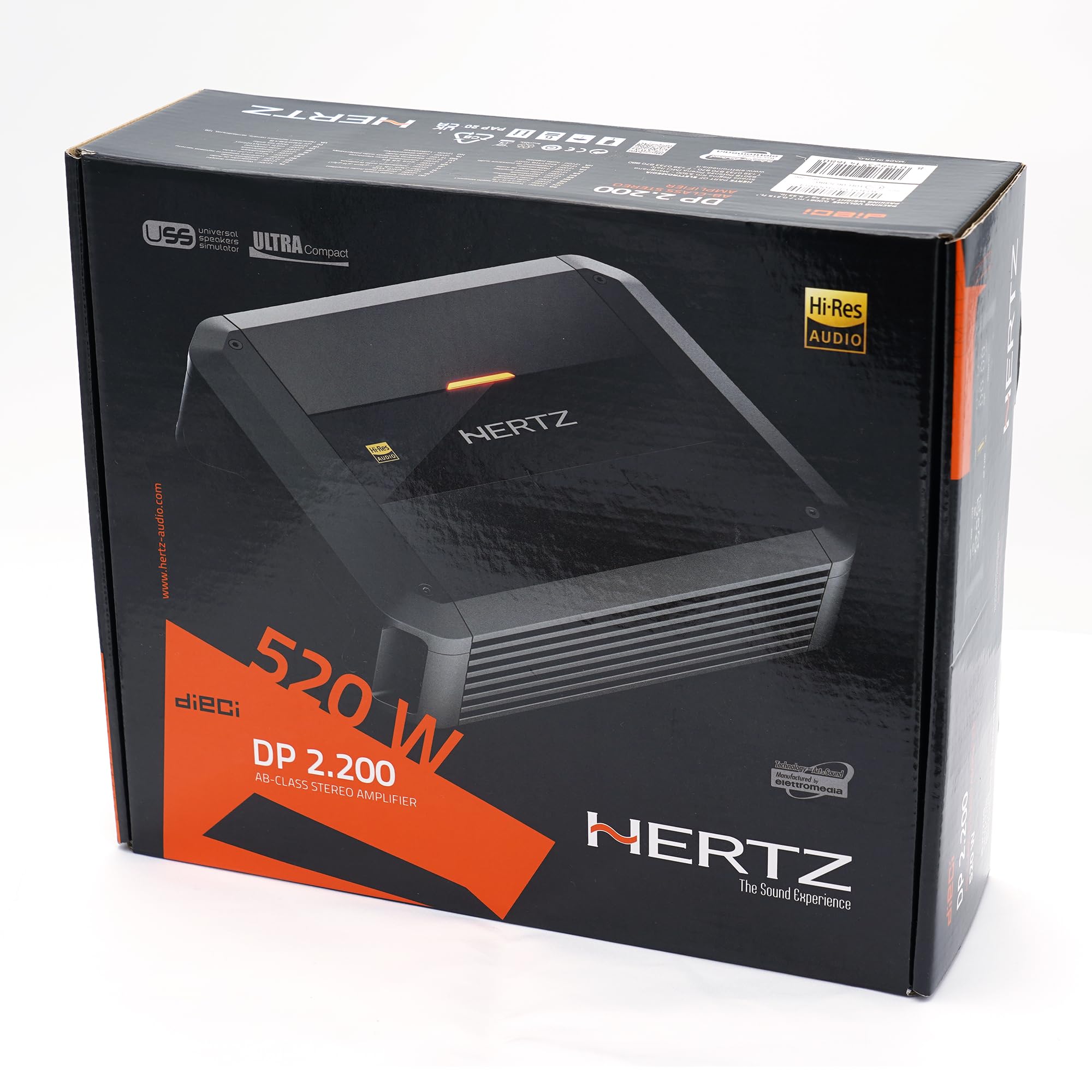 Hertz Dieci Power DP 2.200 – Amplificateur stéréo 2 canaux Classe AB, 2x130W @ 2 Ohm, idéal en stéréo ou pour subwoofer en mono | Classe AB, THD 0,01 %, S/N 100 dB, crossover réglable, entrées haut et bas, bass boost réglable