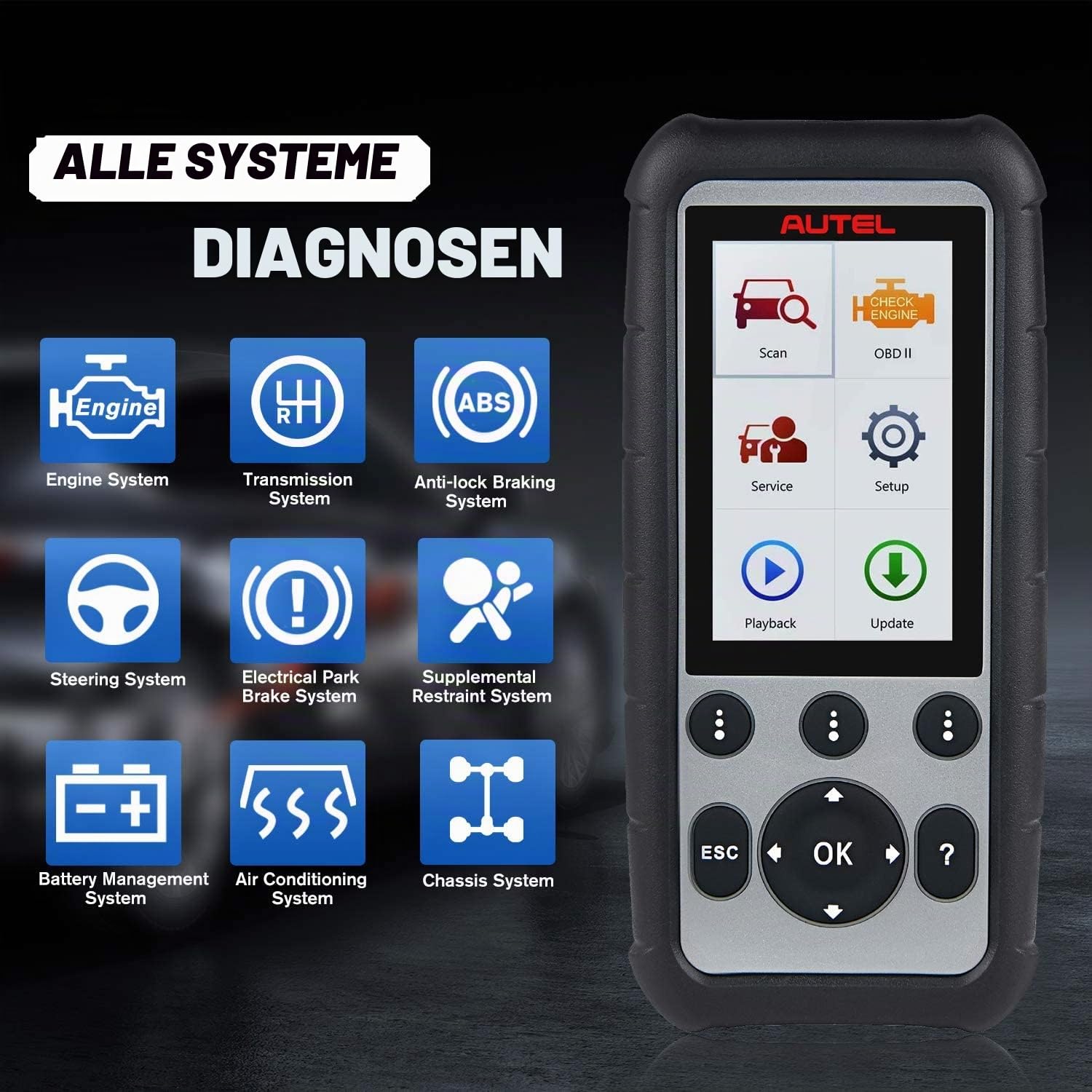 Autel MaxiDiag MD806 Pro Auto Diagnosegerät, Alle System Diagnose | Ölreset EPB SAS DPF BMS Drosseln A/F Einstellung und AutoScan, Upgrade von MD802/MD805/MD806/MD808