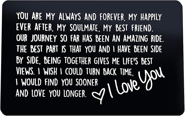 Anniversary Card Gifts for Him Engraved Wallet Insert Card for Boyfriend Husband You are My Always and Forever Valentines Day Gifts for Men Christmas Birthday Gifts I Love You Gifts for Him