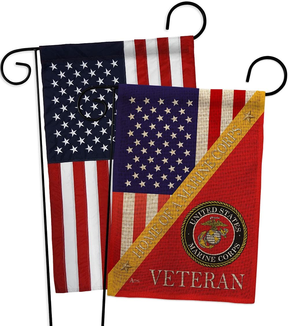 Home of Marine Corps Garden Flags Pack Armed Forces USMC Semper Fi United State American Military Veteran Retire Official USA Vintage Applique Small Gift Yard House Banner Double-Sided 13 X 18.5