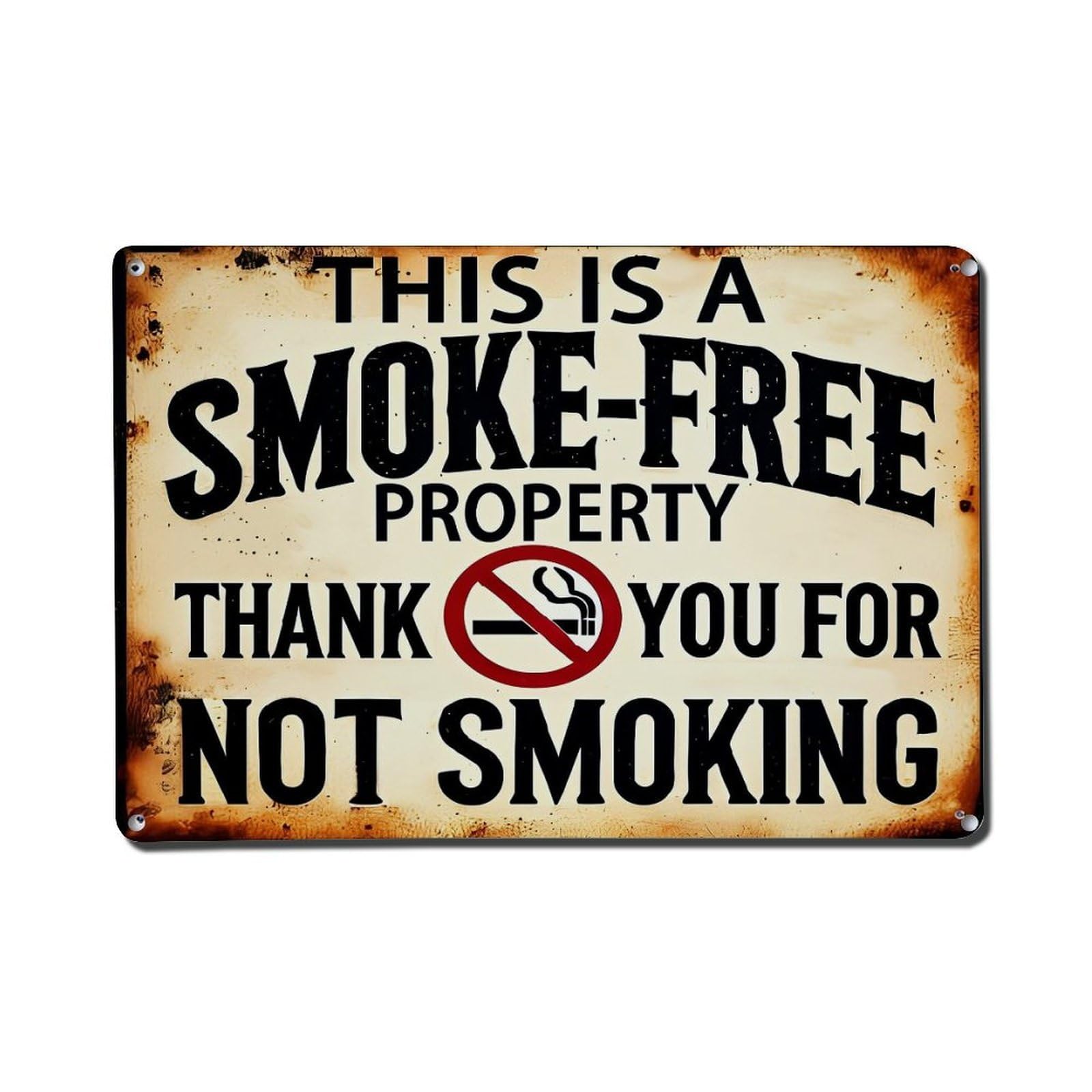 Bliveurn Vintage Smoke Free Property Sign Retro Metal Tin Sign, Metal Poster For Home, Gaming Room, Studio Workshop,Bar,Garage Wall Art Decor 8X12 Inch