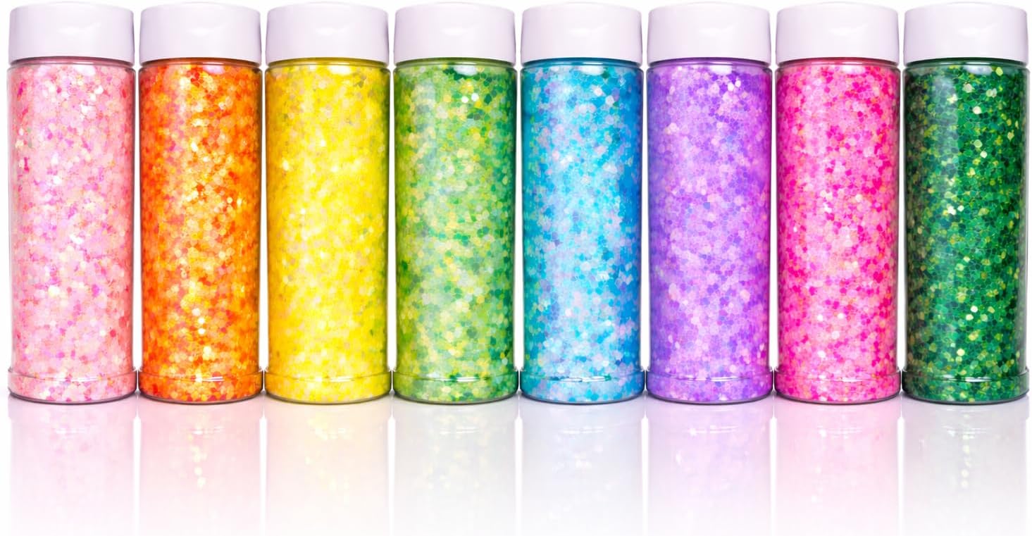 Tie Dye Chunky Mix Glitter Set | Polyester Glitter | Glitter for Arts & Crafts | Tumblers | Cosmetics | Nails | Epoxy Resin Art | Slime | DIY | Body Glitter | 8 Color Set