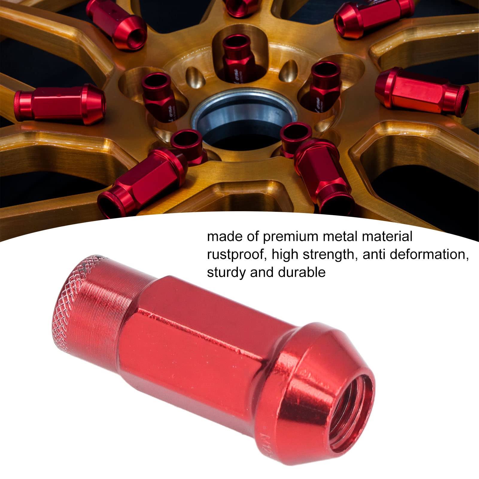 KIMISS Dadi Ad Alette, Universali 20 Pezzi M12x1.25 Dadi Ad Alette per Ruote in Metallo Accessori per Auto Universali(Rosso)