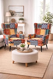 Sonada Furniture 2 Wing Chair with Ottoman Chair for Living Room Bedroom Balcony, Single Seater Sofa Relax Chair Arm Chair...