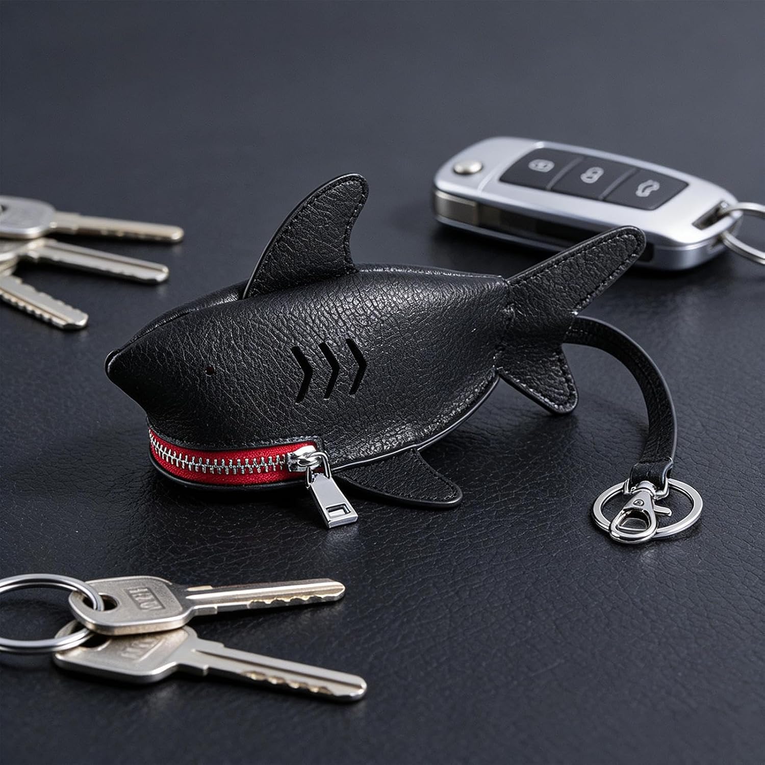Shark Coin Purse - Whale Shark Cute, Portable Zipper Bag Keychain Leather Pouch for Women Boys Girls Outdoor Money Keys Small Items Mini Wallet Travel School Office Home Everyday Use Fun Animal