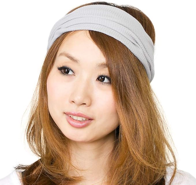 Amazon ザクション 日本製 ワッフル幅広バンダナヘアバンド M便 1 4 6 灰 ヘアバンド ターバン 通販