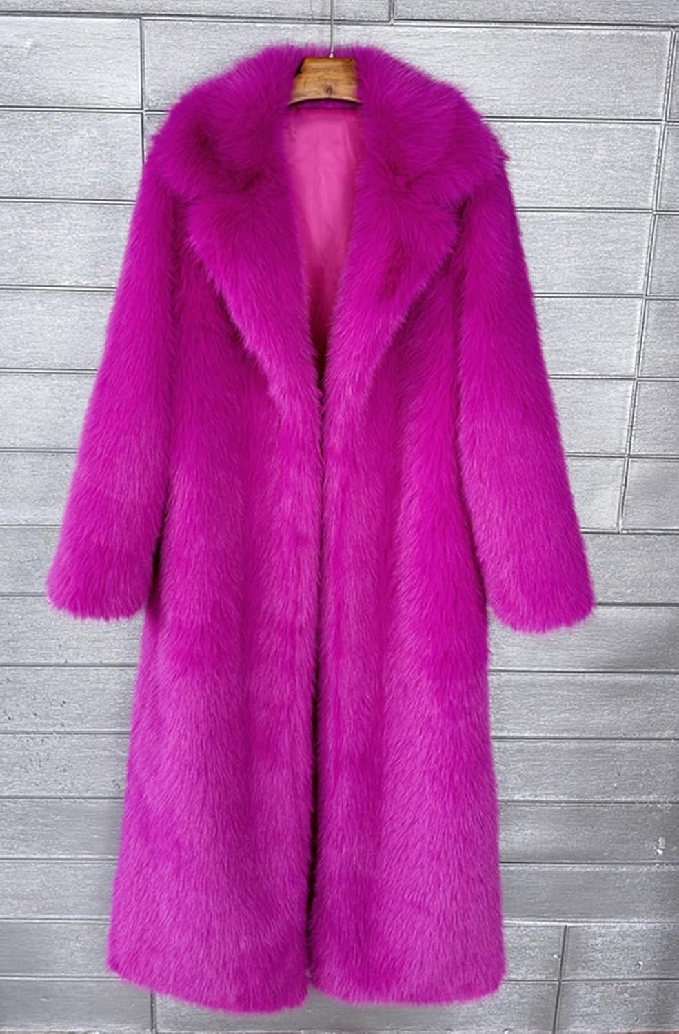 Fluffy Faux Fur Overcoat,Warm Outwear Parka Long Coat with Sleeves - Image 8