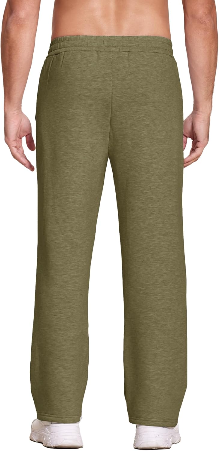 Deyeek Men's Fleece Lined Sweatpants Open Bottom Straight Leg Sweat Pants for Mens Loose Fit Joggers Sweatpants with Pockets - Image 2
