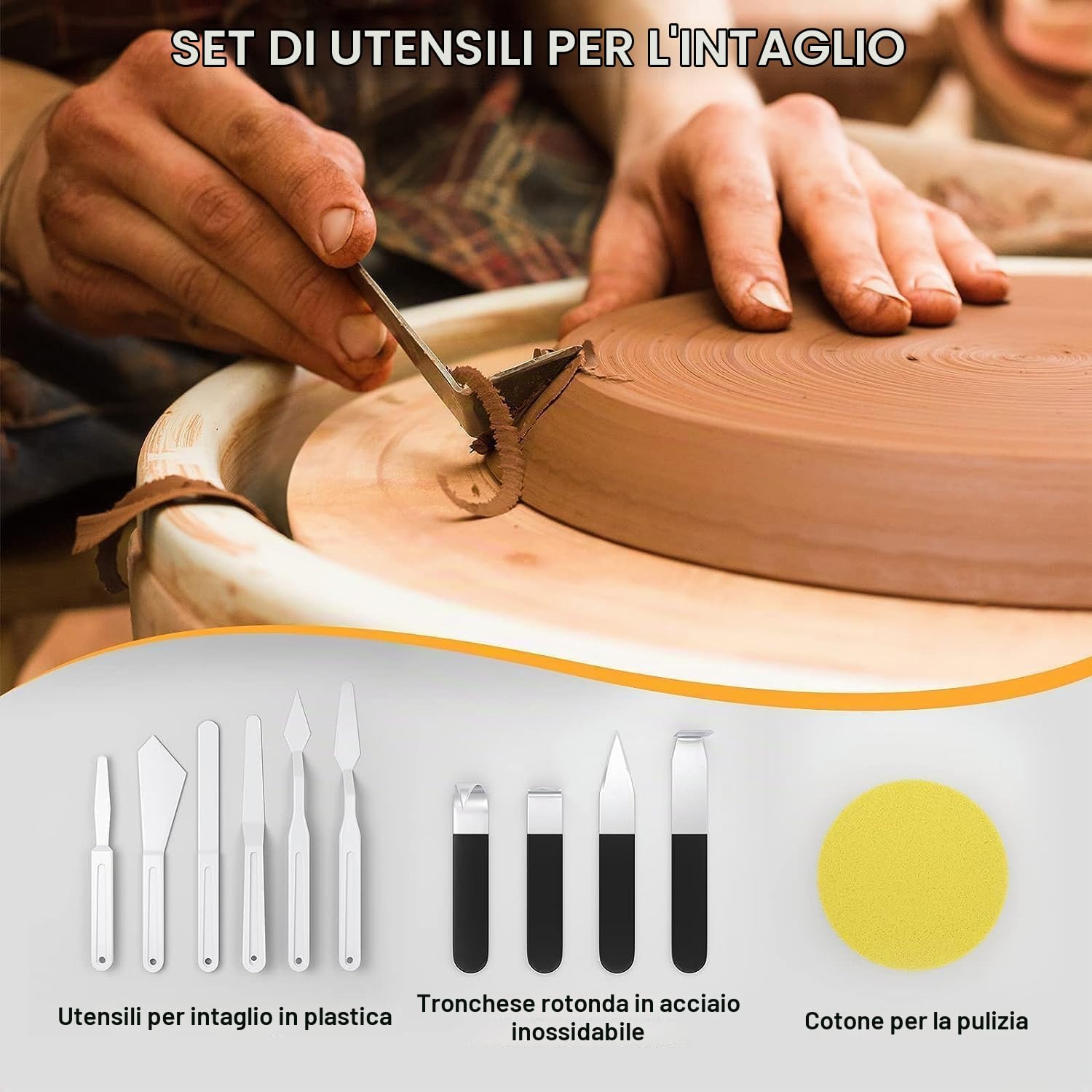 ceramica elettrico ruota macchina,25CM 350W Pottery Wheel macchina elettrica ceramica, insegnamento a Scuola,Regali di Festa,con 8 Utensili da Intaglio in plastica