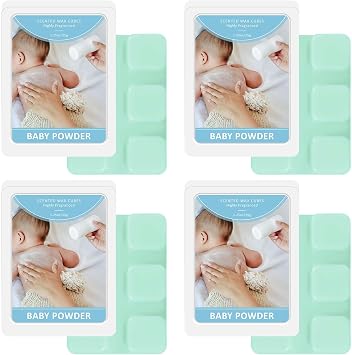 STRN Wax Melts, Baby Powder Scented Soy Wax Cubes 4 Pack, Long-Lasting Fragrance Scented Wax Cubes for Warmers, Home, SPA, Bedroom 4 x 1.25oz