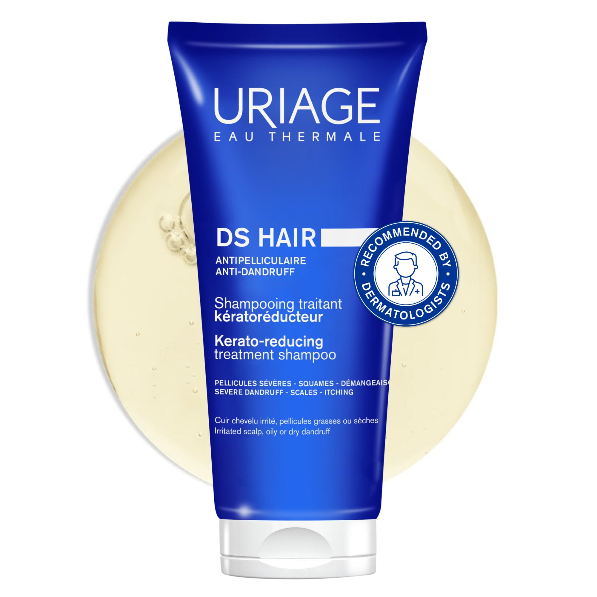 Uriage Kerato-Reducing Treatment Shampoo 150ml - Eliminates Scales, Reduces Redness, Soothes Itching - Severe Dandruff & Scaly Conditions - Patented TLR2-Regul Technology, Lactic Acid & Thermal Water