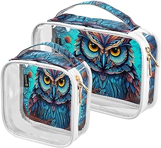 2Pcs Owl Cosmetic Bags,Clear Makeup Bags,Trav...