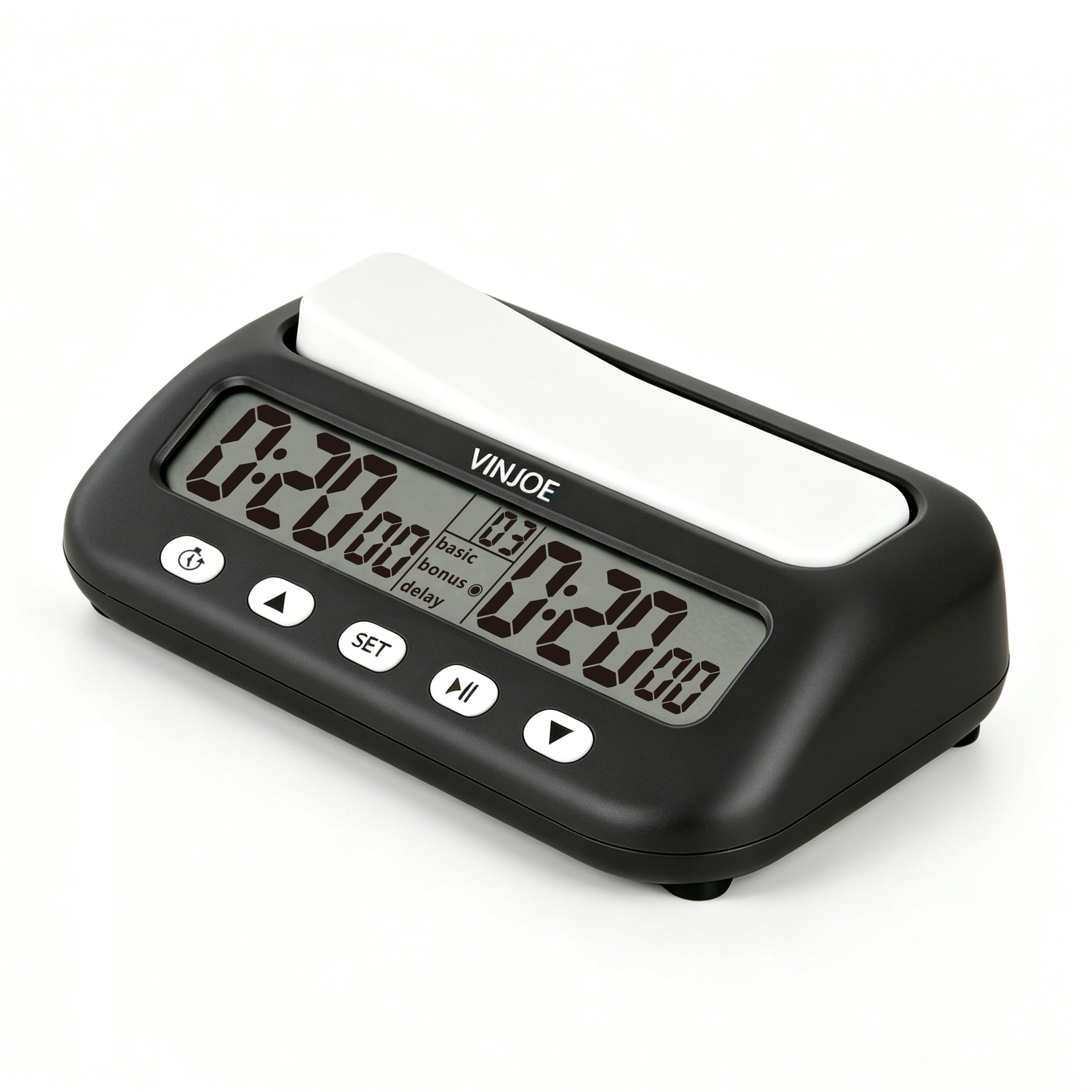 VINJOE Chess Clock Digital Chess Timer Professional for Board Games,Portable Digital Chess Clock & Game Timer with Basic,Bonus,Delay and Positive Time Features Best Gifts for Christmas(Without Battery