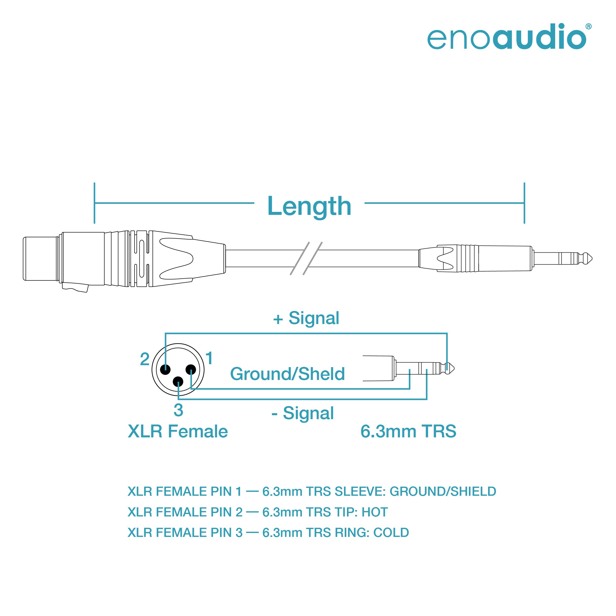enoaudio Mogami 2534 Quad Cable pares (L,R) Estéreo balanceado | Neutrik 6,3 mm TRS – XLR hembra | HiFi - 0,5 m