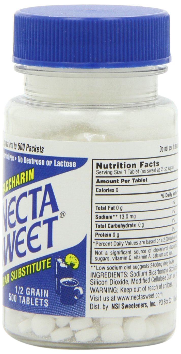 Necta Sweet Sugar Substitute Tablets, 1/2 Grain, 500-Count Bottle (Pack of 12)
