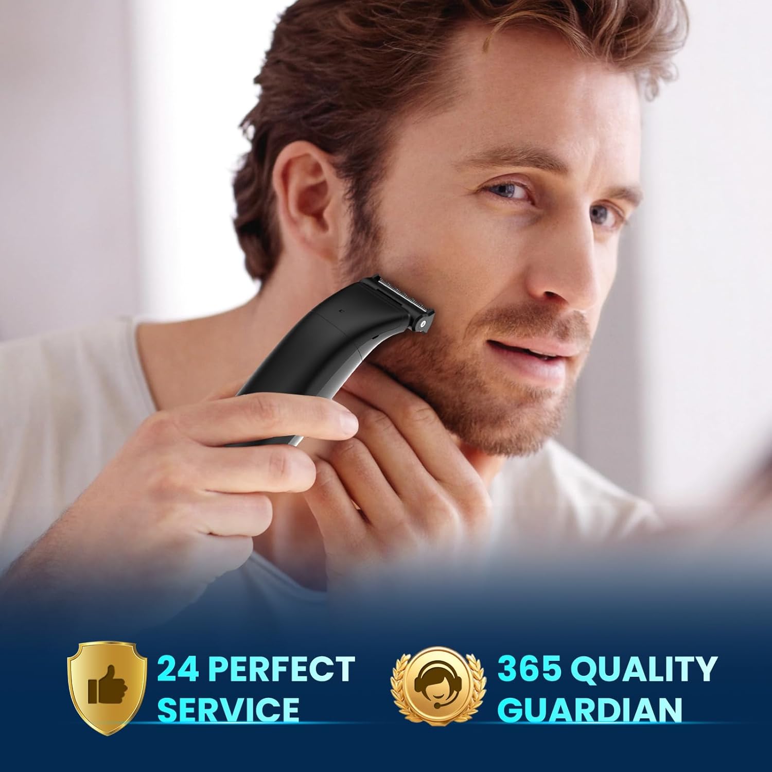 Body Hair Trimmer for Men 3-in-1 Groin, Pubic & Ball Trimmer with Skin Safe No-Nick Blades, IPX6 Waterproof Wet/Dry Electric Shaver for Chest, Underarms, Legs, USB-C Rechargeable Groomer Kit - Image 9