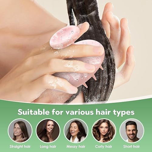 Miniatura 7 de Cepillo masajeador de cuero cabelludo, cepillo de silicona para el crecimiento del cabello y eliminación de la caspa, cepillo de champú para el
