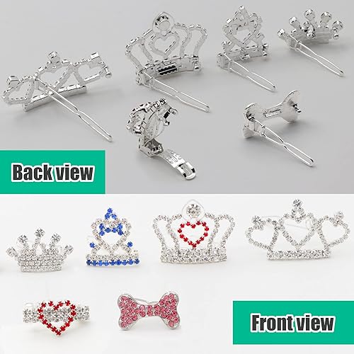 Miniatura 4 de 6 pinzas para el pelo de perro con corona para niñas, pasadores de pelo de Navidad de cristal para perros pequeños, productos de aseo para mascotas,