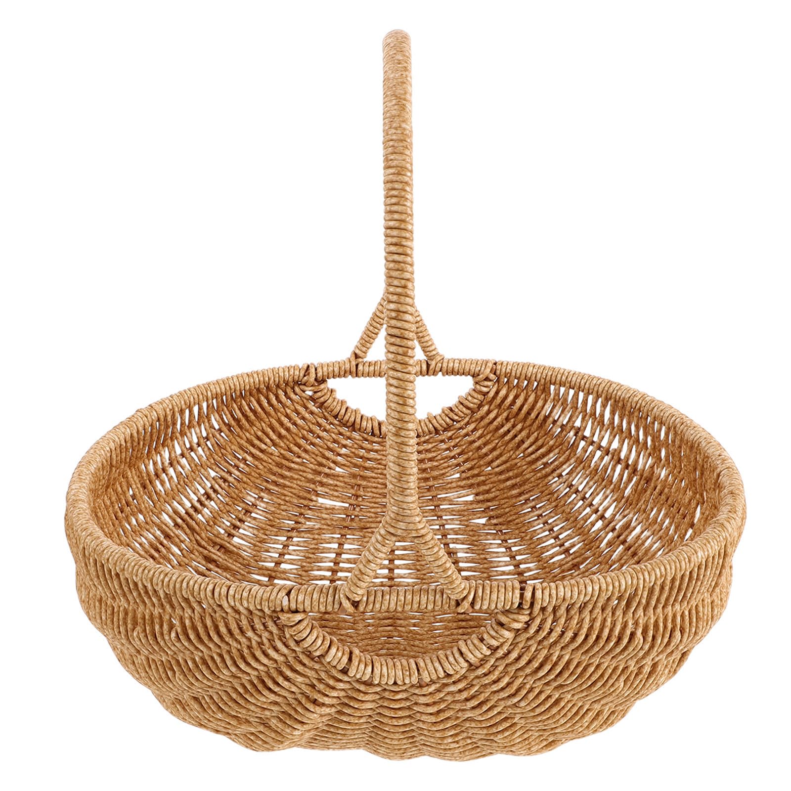 Panier de rangement en plastique tressé marron, bac légumes et boîte pique-nique portable