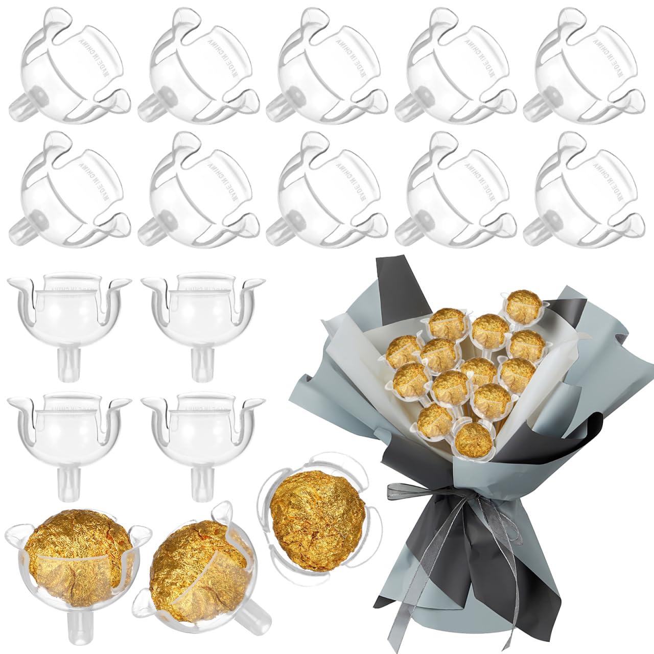 Emballage bouquet chocolat Beavorty avec 50 bases fixes pour composition florale