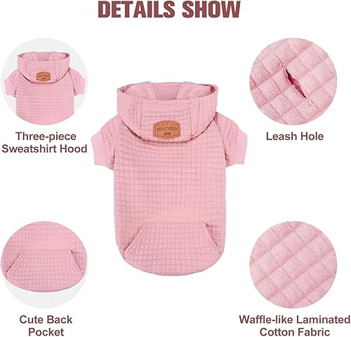 Miniatura 4 de BEAUTYZOO Suéter con capucha para perros pequeños y medianos con bolsillos, ropa para perros pequeños y medianos, abrigos de algodón laminado para