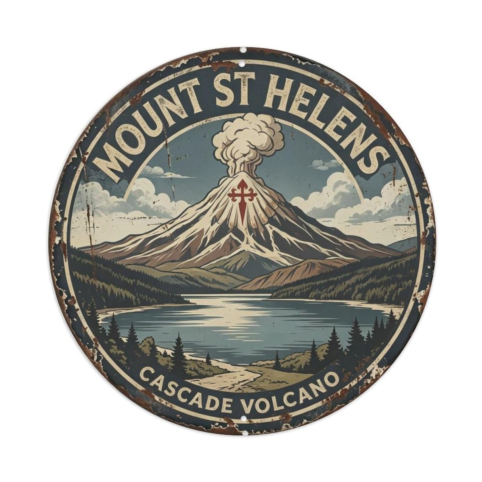 Mount St Helens Cascade Volcano Metal Tin Sign Plaque