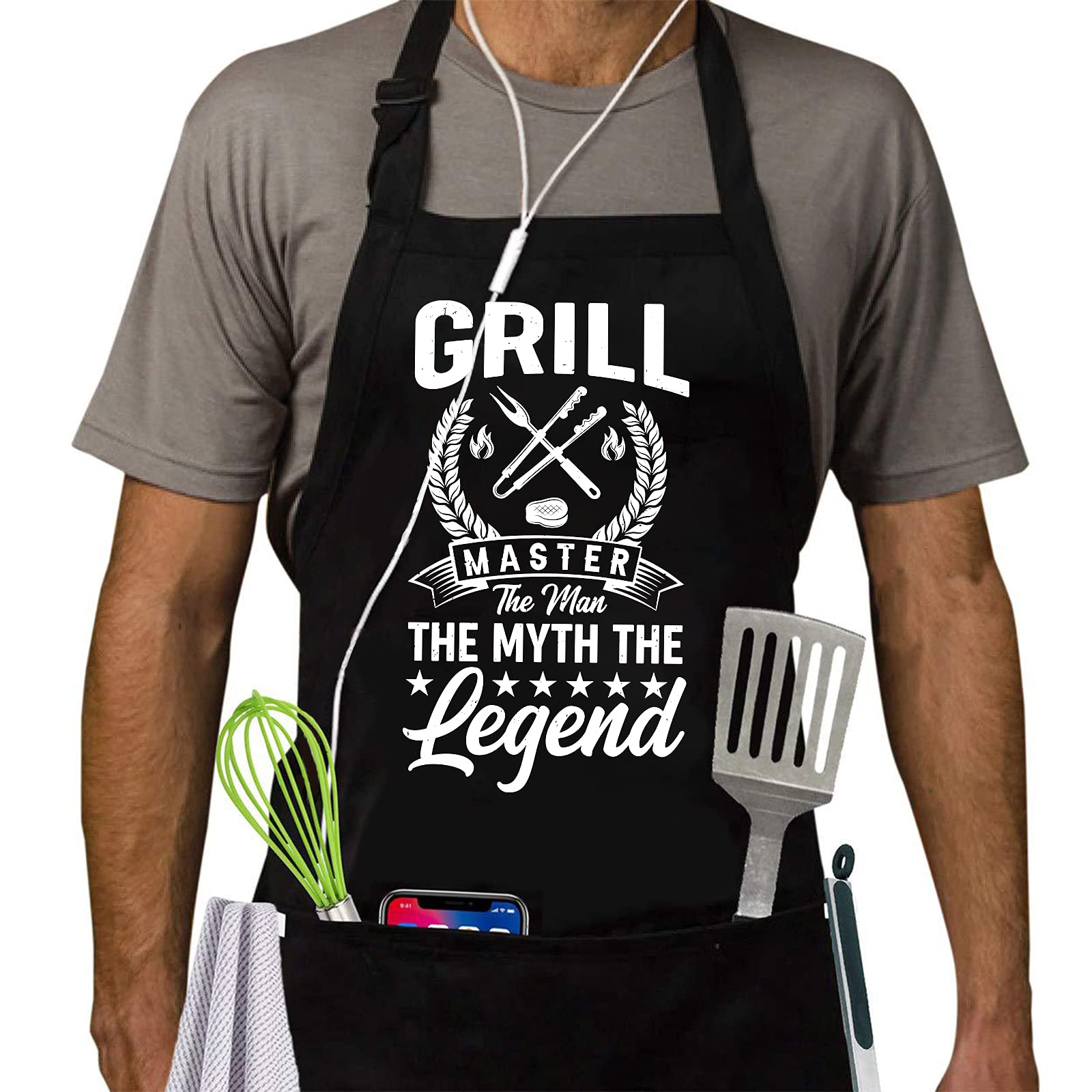 ZOORON Funny BBQ Aprons for Men, Dad Gifts, Gifts for Men, Fathers Day, Birthday Gifts Aprons,Adjustable and Waterproof