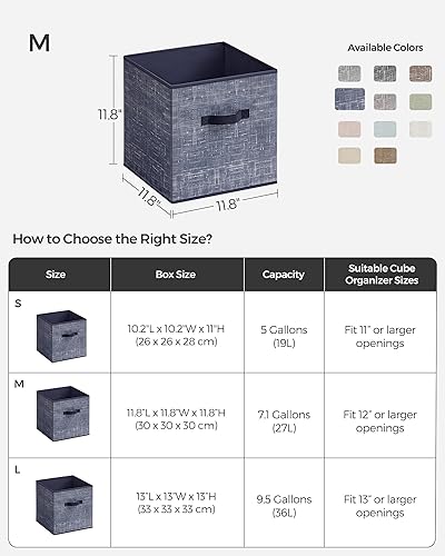 Miniatura 4 de SONGMICS UROB030I01 - Cubos de almacenamiento, cubos de tela no tejida de 11.8 pulgadas con asas dobles, juego de 6, organizadores de armario para