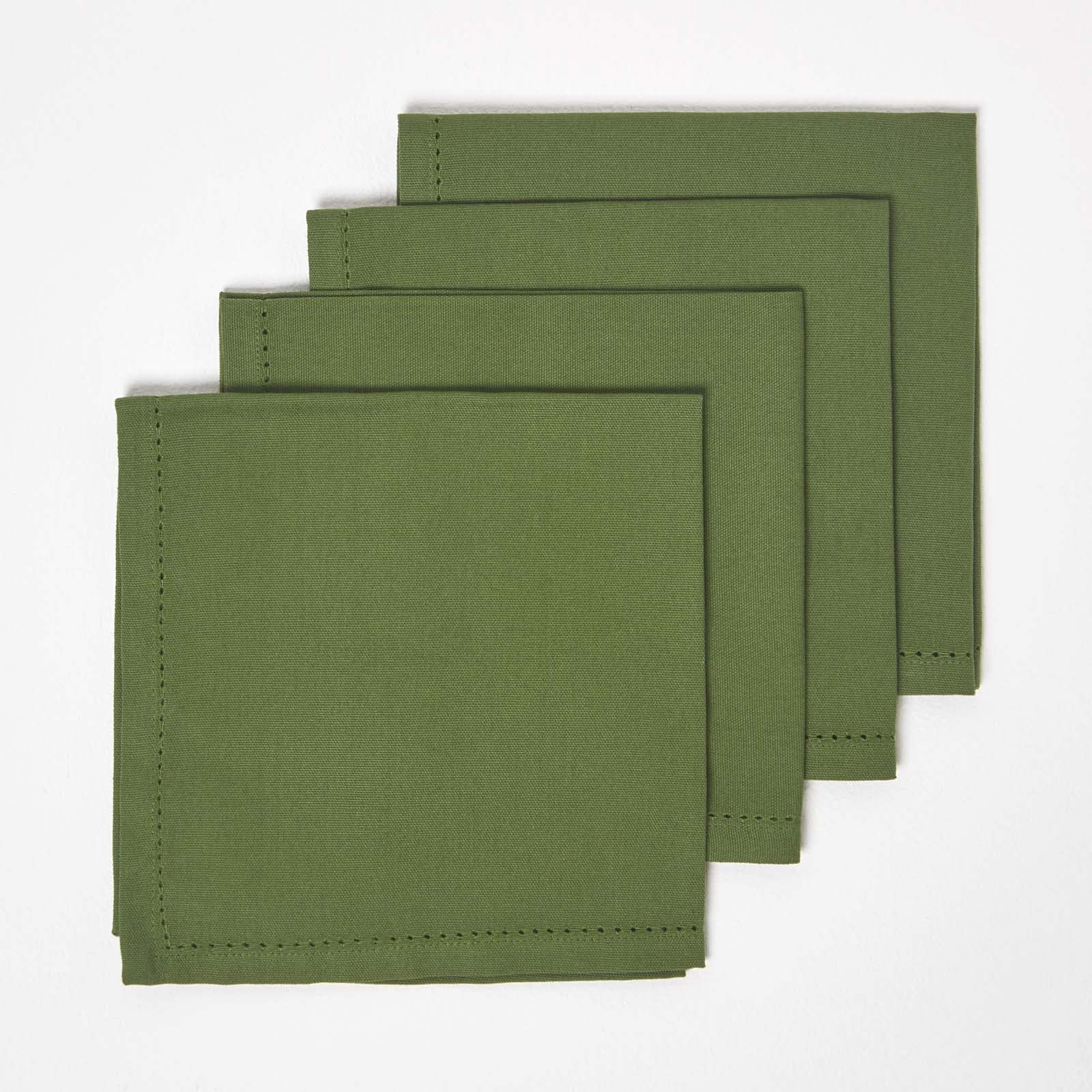 Homescapes Cotton Fabric 4 Napkins Set in Olive