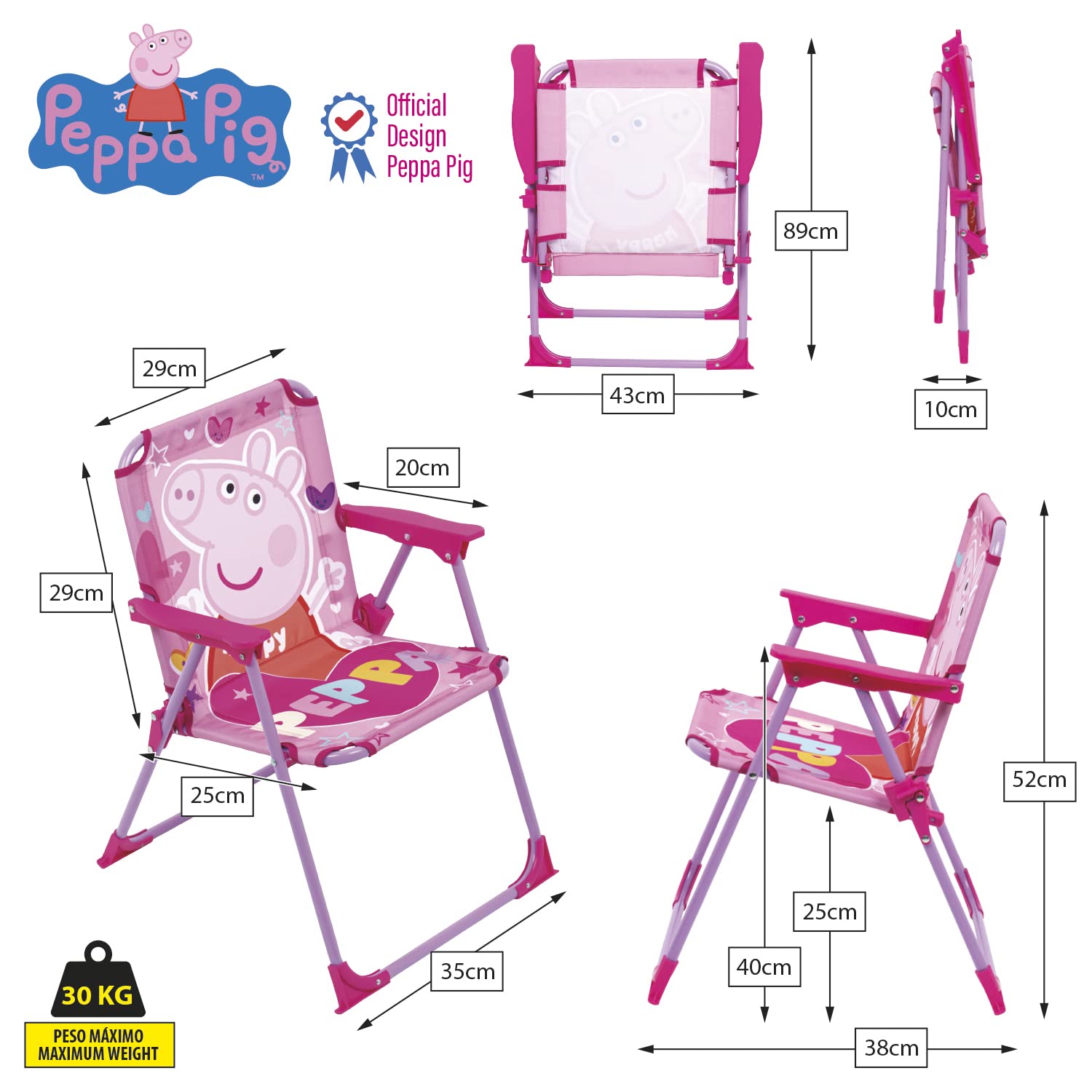 Chaise pliante avec accoudoirs - Peppa Pig