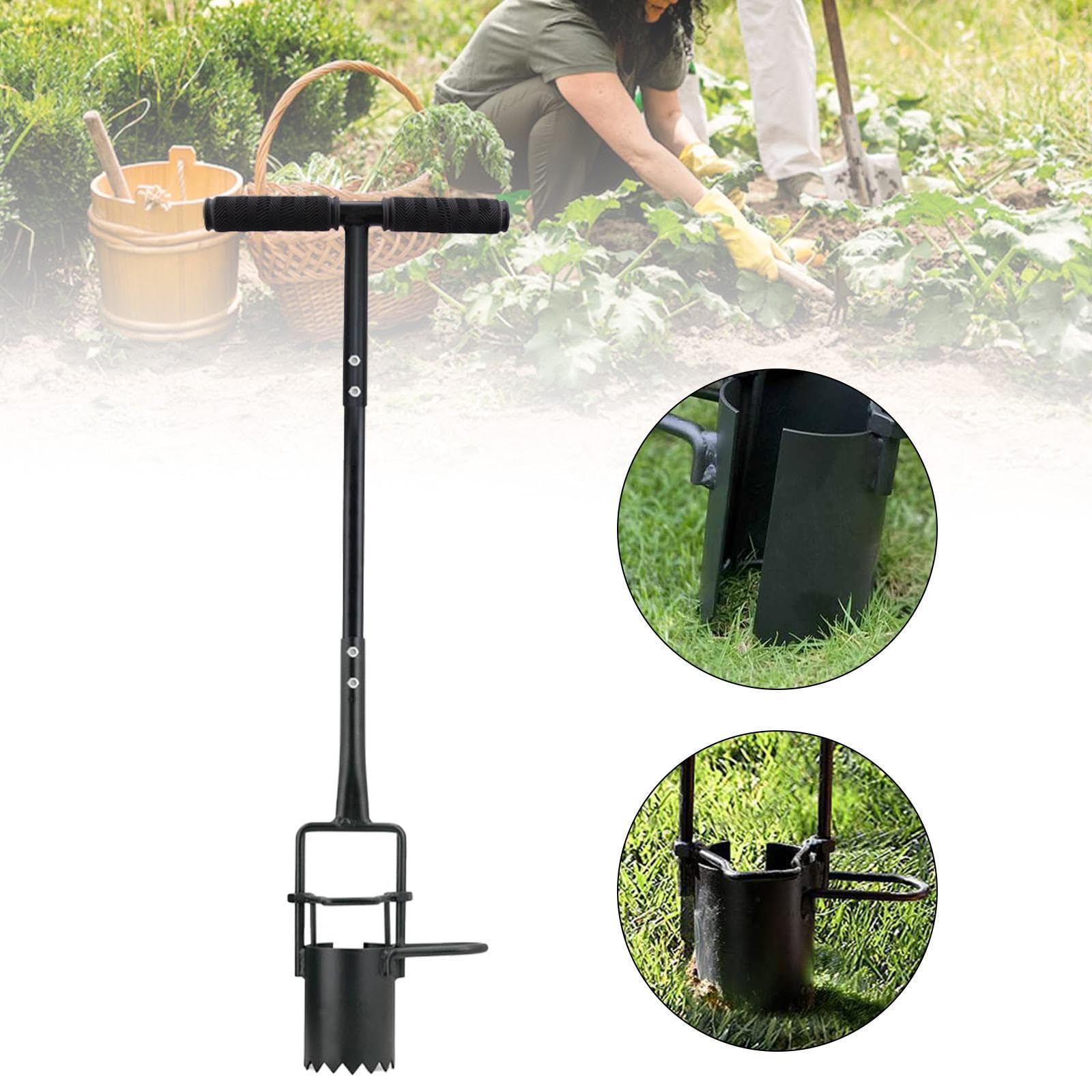 Colcolo Strumento per piantare bulbi da Fiore, piantatore per bulbi, trapiantatore da Giardino con Manico Lungo in Acciaio al Carbonio, piantatore per