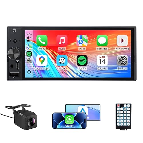 Single Din Car Stereo with Carplay Android Auto,6 Inch in-Cell