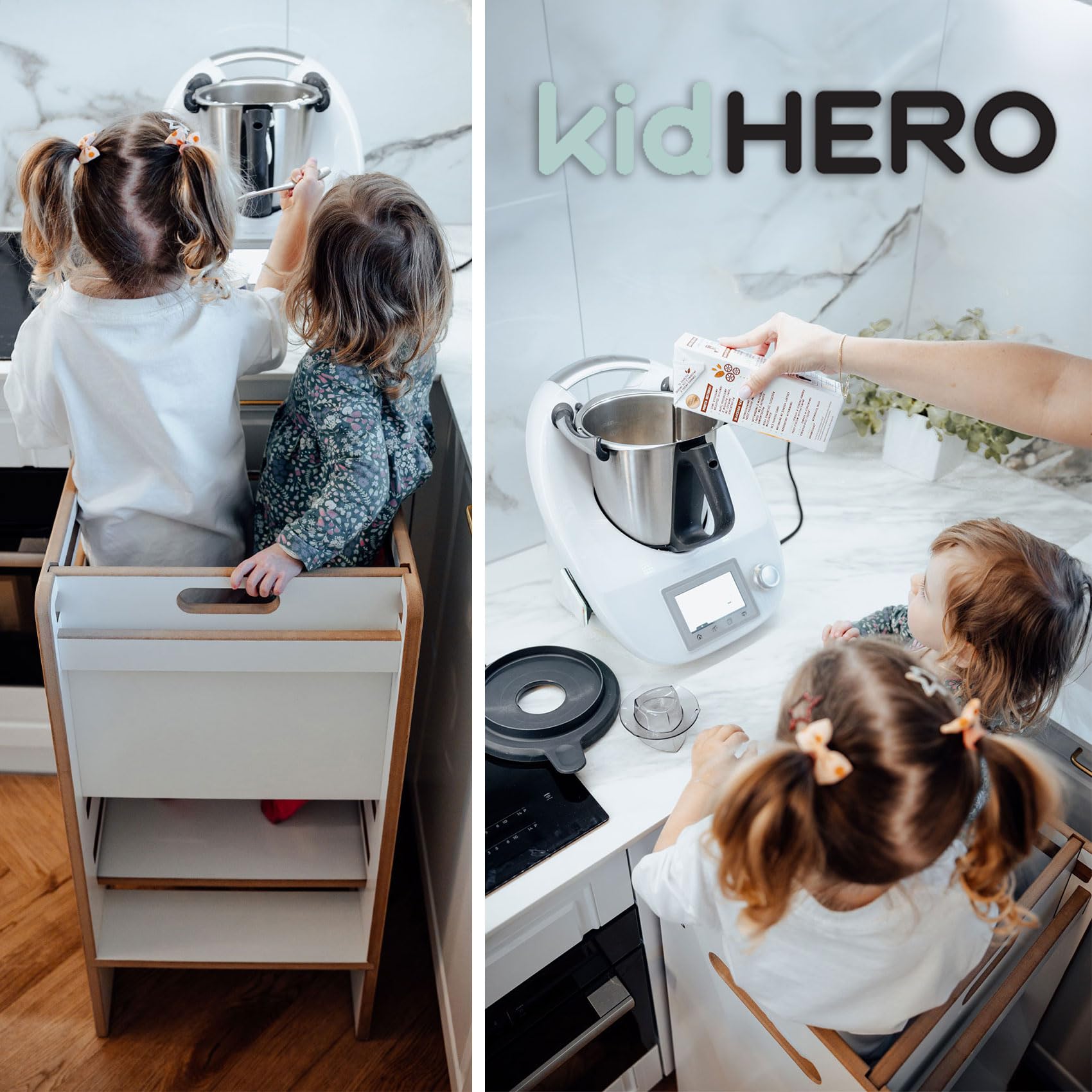 PaLulli® Höhenverstellbarer Montessori Lernturm ab 1 Jahr mit Kippschutz – 3-stufiger Learning Tower für Jungen & Mädchen – Sicherer Küchenhelfer Tritthocker für Kinder