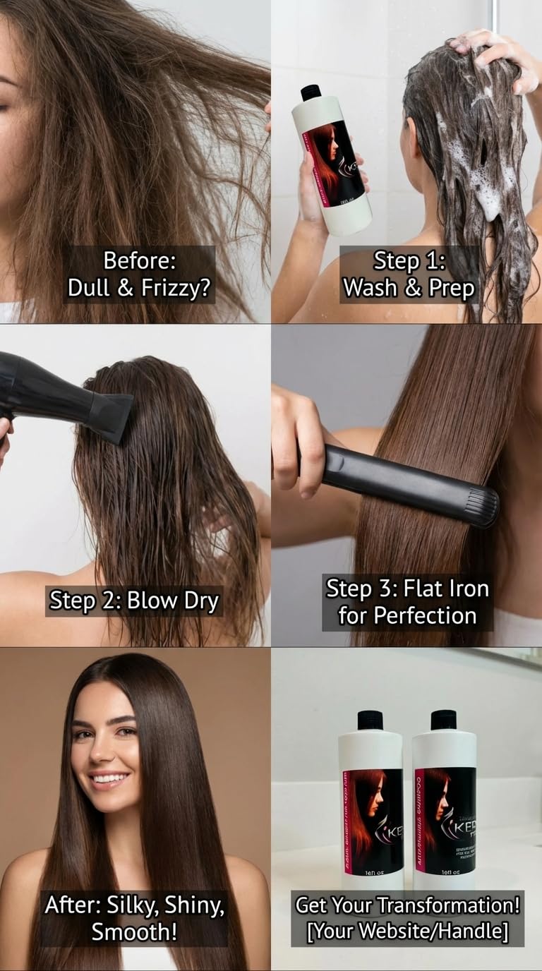 Kera Fruit Chocolate Keratin Treatment Kit 16oz (500ml) - Professional Brazilian Blowout System with Cocoa- Intense Straightening & Deep Hydration for Dry, Frizzy Hair -2 Steps (Shampoo + Treatment)