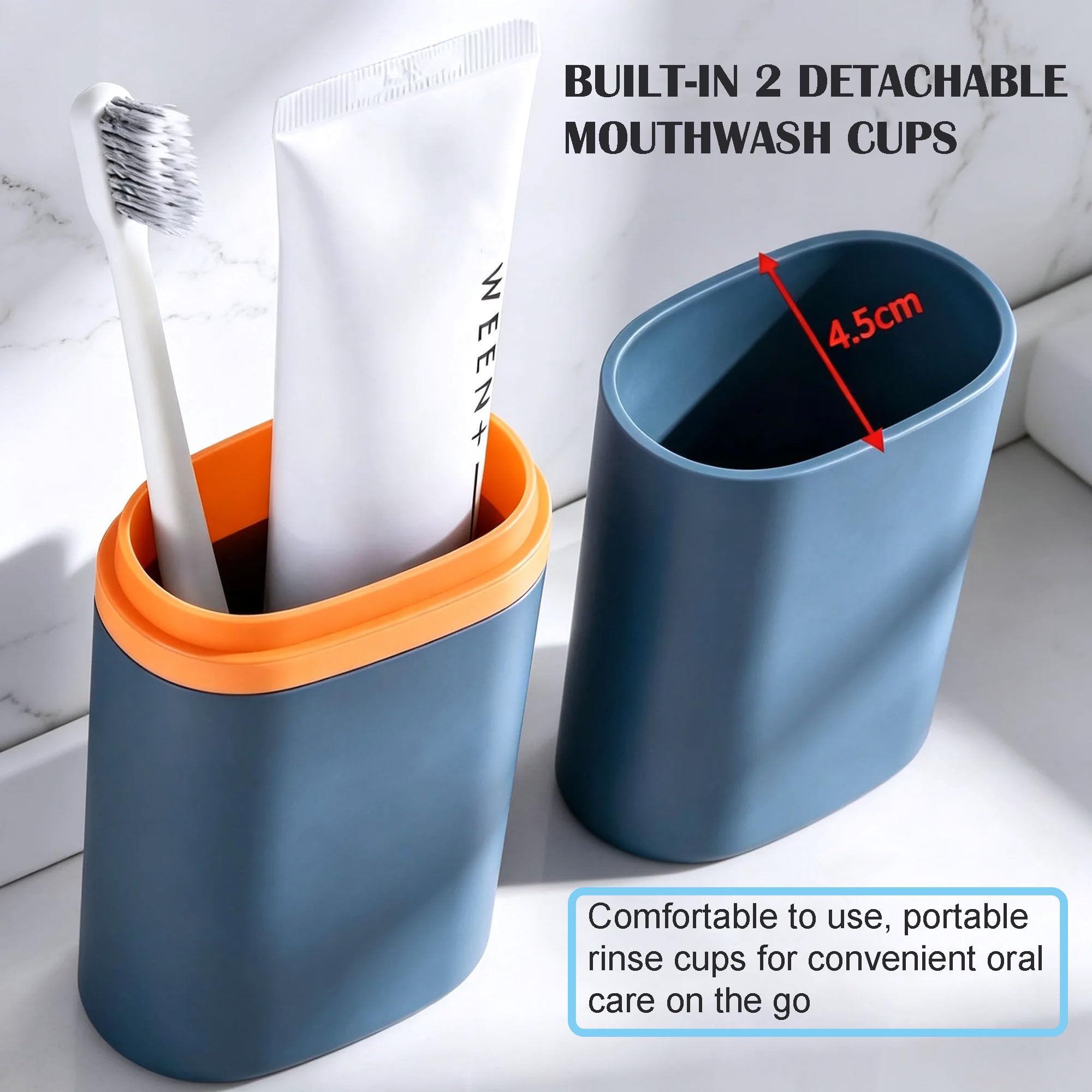 Estuche de viaje para cepillo de dientes 2 en 1, estuche de viaje para cepillo de dientes y pasta de dientes con vasos de enjuague, soporte portátil para cepillo de dientes cubierto a prueba de