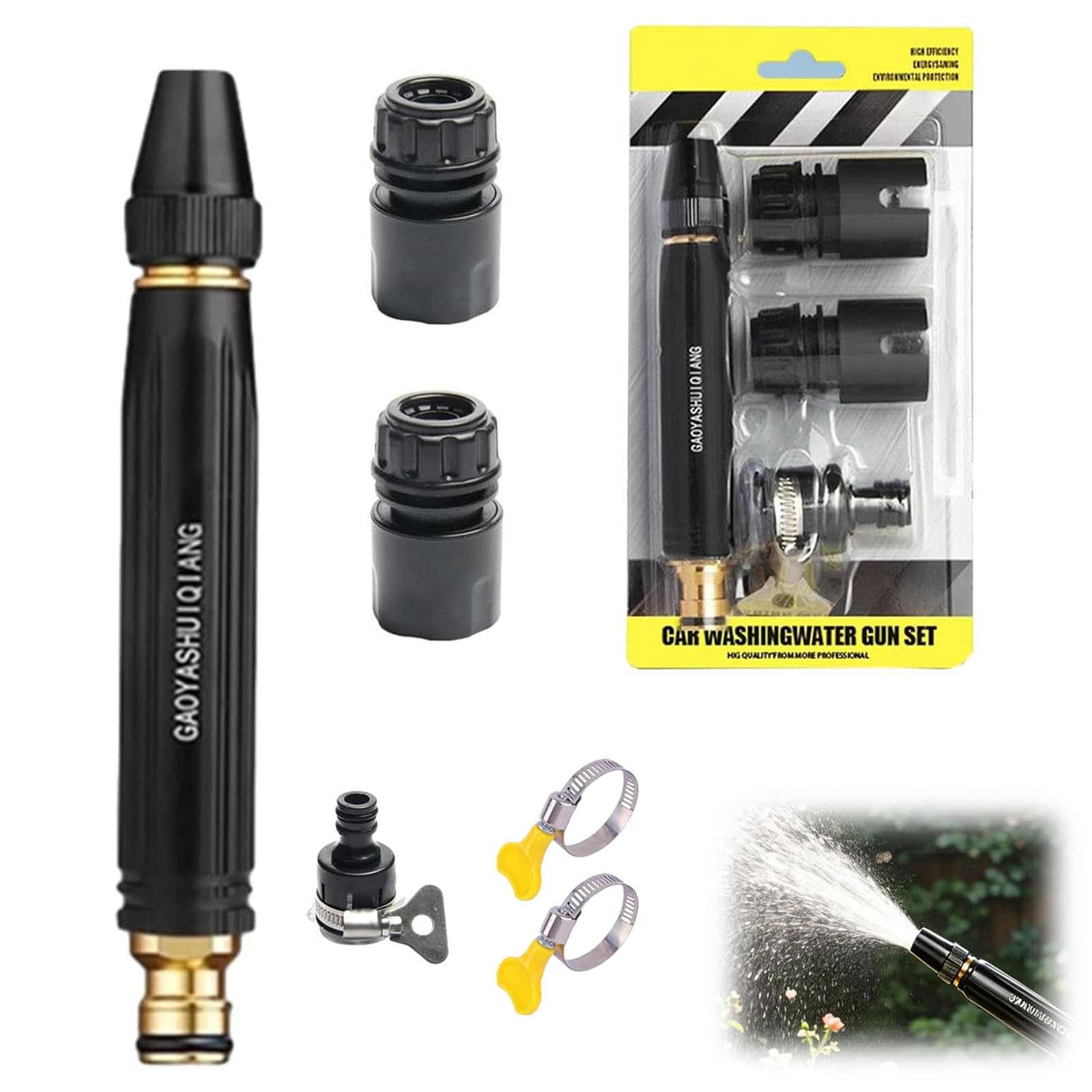 High Pressure Hose Nozzle, Heavy Duty Adjustable Twist Hose Nozzle Jet Sweeper Nozzle, Ower Nozzle for Garden Hose - for Watering Plant Lawn Yard Outdoor Outside Home House