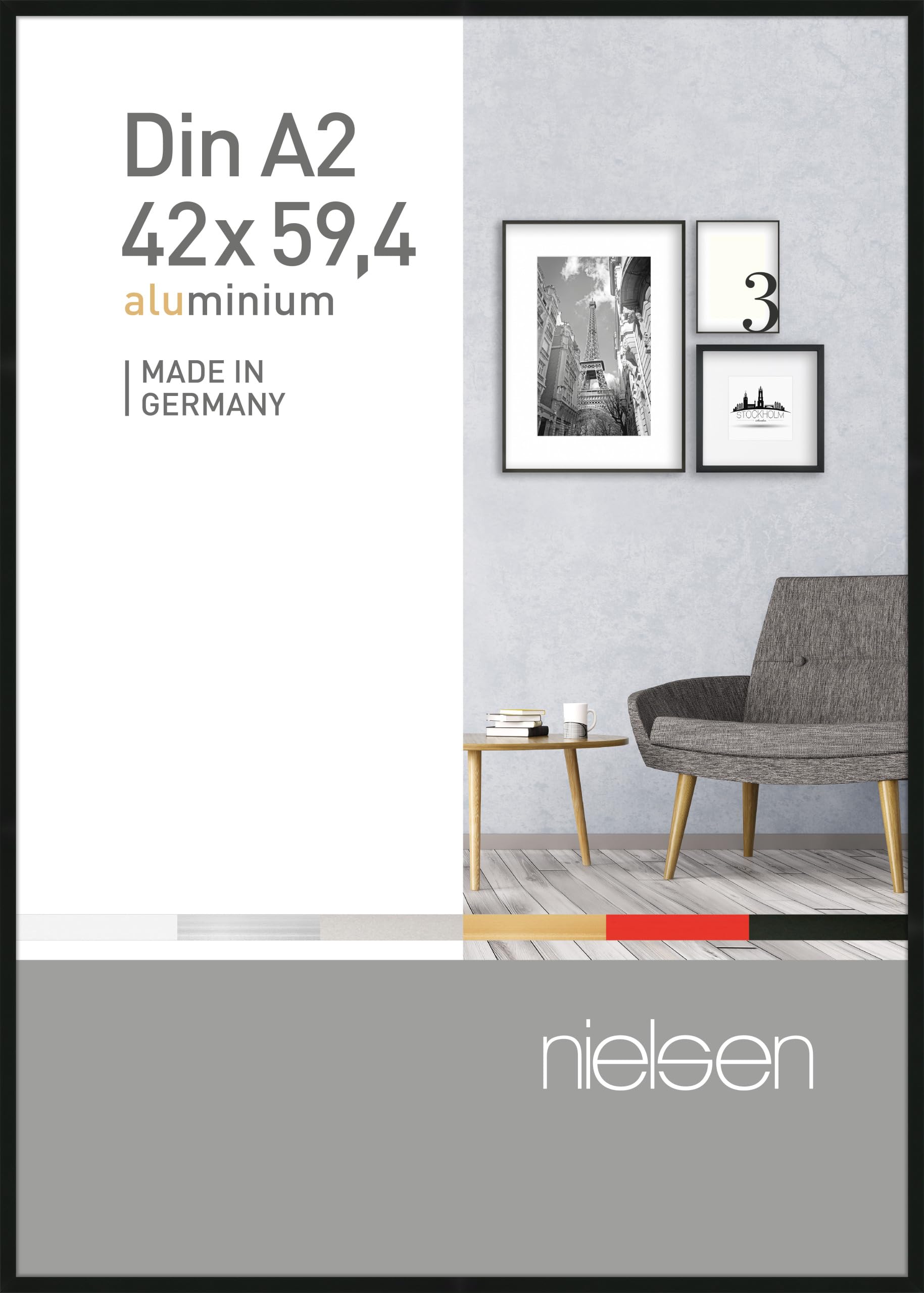 Nielsen Pixel A2 42 X 59.4Cm Poster FrameFrosted Black With Float Glass And Push/turn Clips from B&Q